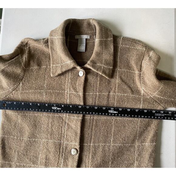 100% Lambswool Womens Size Small Tan Casual Cardigan Grandma Core Preppy Office - Picture 8 of 9